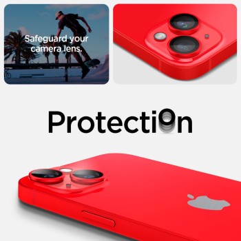 Стъклен Протектор за камера Spigen Optik.TR ”Ez Fit” 2-Pack за iPhone 14 / 14 Plus, Red
