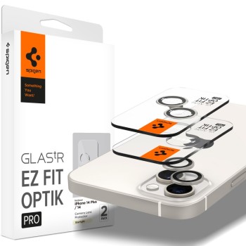 Стъклен Протектор за камера Spigen Optik.TR ”Ez Fit” 2-Pack за iPhone 14 / 14 Plus, Starlight