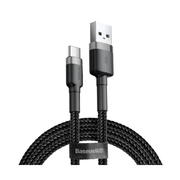 Кабел Baseus Cafule USB-С, QC3.0, 2A 2M, Сив