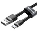 Кабел Baseus Cafule USB-С, QC3.0, 2A 2M, Сив