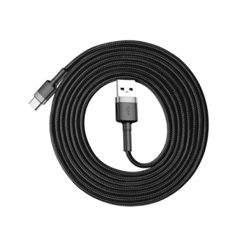 Кабел Baseus Cafule USB-С, QC3.0, 2A 2M, Сив