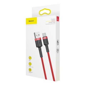 Кабел Baseus Cafule USB-С, QC3.0, 2A 2M, Червен