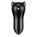 Зарядно устройство за автомобил Baseus Adorkable Cute Cat, 2xUSB, 3A, 12-24V, Черен