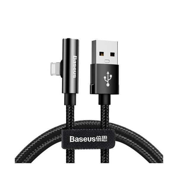 Кабел Baseus Rhythm Bent USB / Lightning + Audio адаптер 2.4A 0.5m, Черен