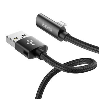 Кабел Baseus Rhythm Bent USB / Lightning + Audio адаптер 2.4A 0.5m, Черен