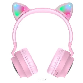 Безжични слушалки HOCO W27 Cat ear, Wireless, Bluetooth, Pink
