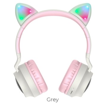 Безжични слушалки HOCO W27 Cat ear, Wireless, Bluetooth, Grey Pink