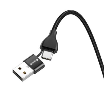 Кабел Baseus nylon braided  USB / USB Type-C 18W - Lightning 2A 1m, Черен
