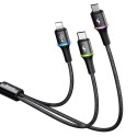 Кабел Baseus Halo 3in1 micro USB / Lightning / USB Type-C LED, 3,5A 1,2m , Черен