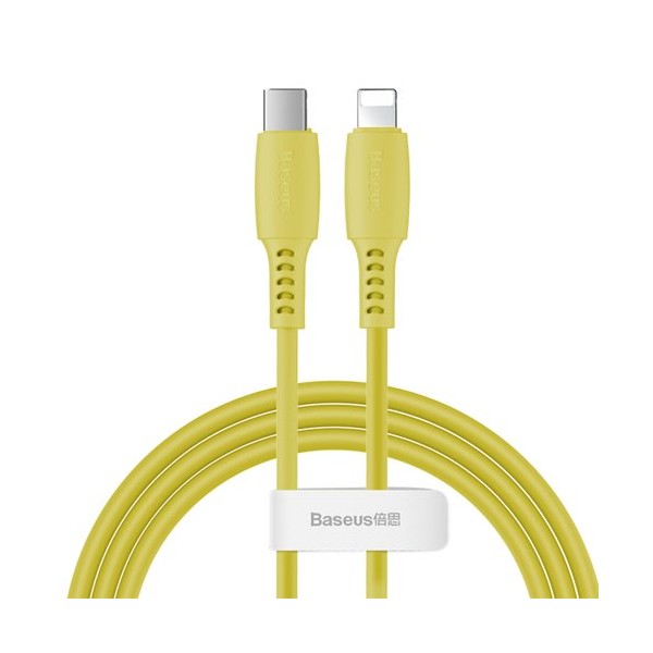 Кабел Baseus Colourful USB Type C / Lightning 18W 1,2M, Жълт