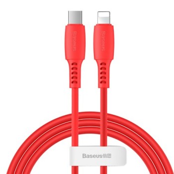 Кабел Baseus Colourful USB Type C / Lightning 18W 1,2M, Червен