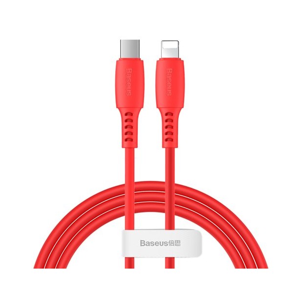 Кабел Baseus Colourful USB Type C / Lightning 18W 1,2M, Червен