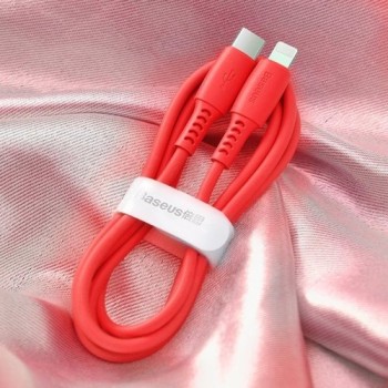 Кабел Baseus Colourful USB Type C / Lightning 18W 1,2M, Червен