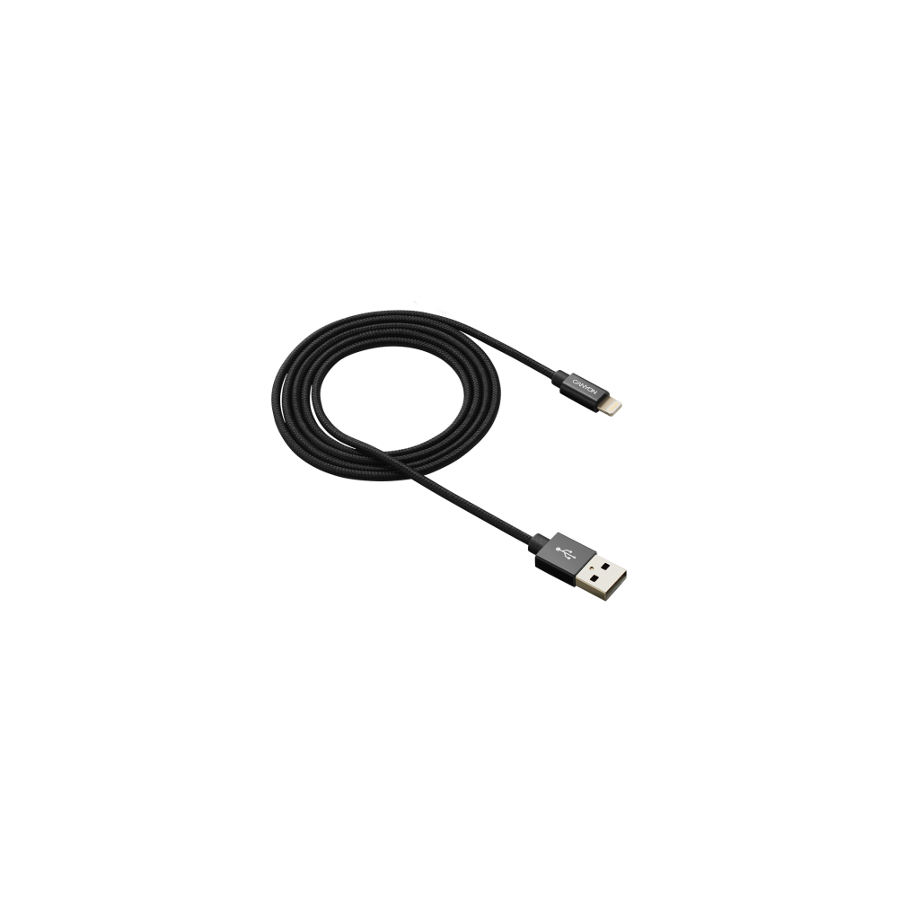 USB Кабел Canyon CNS-MFIC3 Lightning, MFI, certified by Apple, 1M, Черен