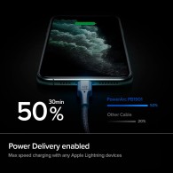 USB Кабел Spigen PB1901 Powerarc Lightning MFI, PD 100W/2A, 1M. Black