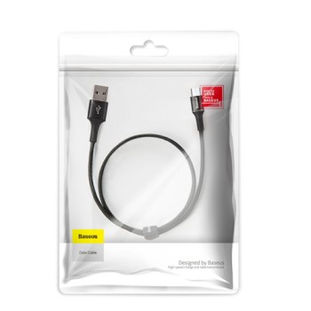 Кабел Baseus Halo USB / Micro USB LED 3A 0.25М, Черен