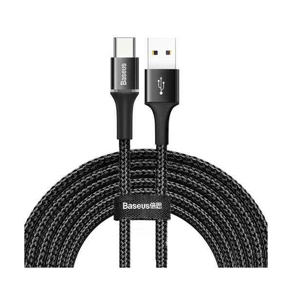 Кабел Baseus Halo USB / USB Type C LED 2A 3М, Черен