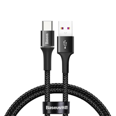 Кабел Baseus Halo USB / USB Type C LED 5A 40W 0.5М, Черен