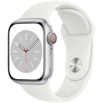 Apple Watch 8, GPS + Cellular, Корпус Silver Aluminium 41mm, White Sport Band