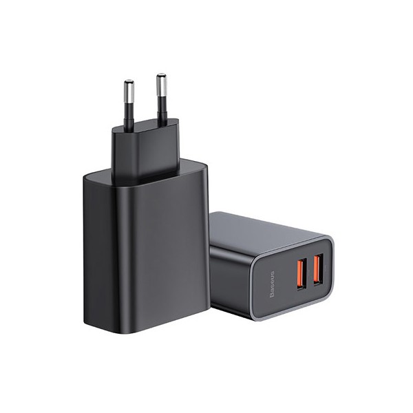 Адаптер Baseus Speed Dual QC3.0 Quick charger 2хUSB  30w, Черен