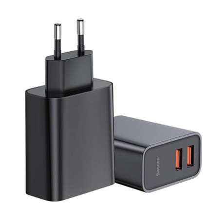 Адаптер Baseus Speed Dual QC3.0 Quick charger 2хUSB  30w, Черен