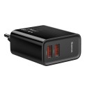 Адаптер Baseus Speed Dual QC3.0 Quick charger 2хUSB  30w, Черен