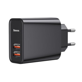 Адаптер Baseus Speed Dual QC3.0 Quick charger 2хUSB  30w, Черен