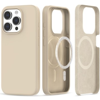 Калъф TECH-PROTECT Silicone Magsafe за iPhone 15 Pro, Sand Beige