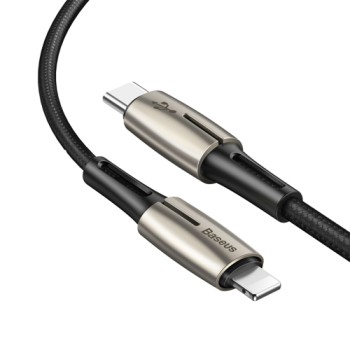 Кабел Baseus Water Drop USB Type C  / Lightning 18W 1.3М, Черен