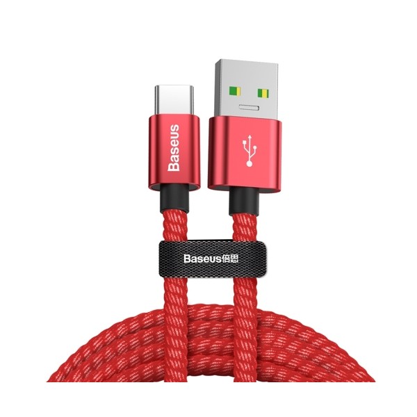 Кабел Baseus durable USB / USB cable Type C QC3.0 5A 1M, Червен