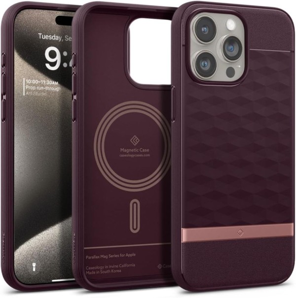 Калъф Spigen Caseology Parallax Magsafe за iPhone 15 Pro Max, Burgundy