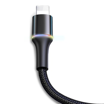 Кабел Baseus Halo Data USB/Lightning  LED 2.4A 1M, Черен