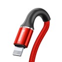 Кабел Baseus Halo Data USB/Lightning  LED 2.4A 0.5M, Червен