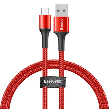 Кабел Baseus Halo Data USB/ micro USB LED 3A 0.5М, Червен