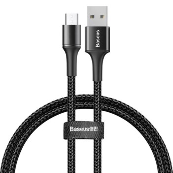Кабел Baseus Halo Data USB/ micro USB LED 3A 0.5М, Черен