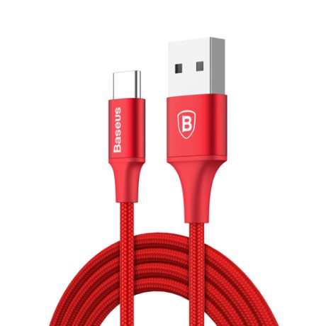 Кабел Baseus Rapid USB Type C, LED,2A 2m, Червен