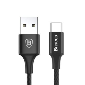 Кабел Baseus Rapid USB Type C, LED,2A 1m, Черен
