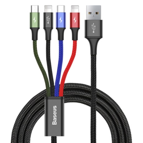 Кабел Baseus 2x Lightning/ Type-C/ microUSB 1.2М, Черен