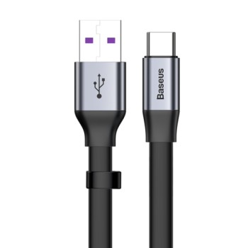 Кабел Baseus Simple HW Quick Charge USB/Type-C 5A 40W 23cm , Сив