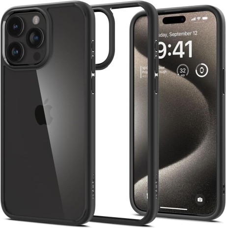 Калъф Spigen Ultra Hybrid за iPhone 15 Pro, Matte Black