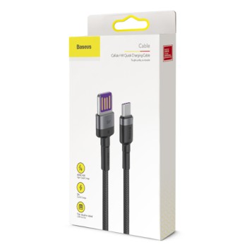 Кабел Baseus Cafule HW Quick Charging Data USB Double-sided/ Type-C 40W 1M, Черен