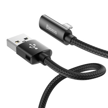 Кабел Baseus Rhythm Bent USB / Lightning + Audio адаптер  2.4A 0.5m, Черен