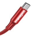 Кабел Baseus Fabric Retractable USB - micro USB / Lightning / USB-C 3.5A 1,2M, Червен