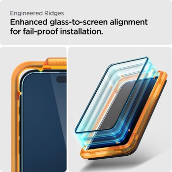 Стъклен протектор Spigen ALM Glass FC, 2-Pack за iPhone 15 Plus, Black