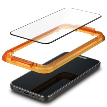 Стъклен протектор Spigen ALM Glass FC, 2-Pack за iPhone 15, Black