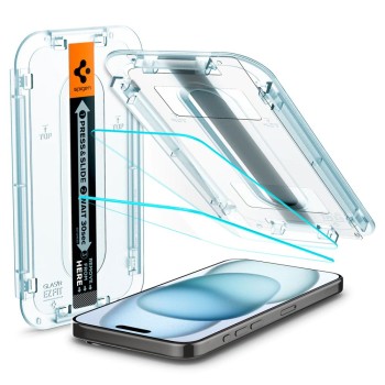 Стъклен Протектор Spigen Glas.TR ”Ez Fit” 2-Pack за iPhone 15 Pro, Clear