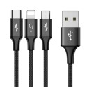 Кабел  Baseus Rapid USB - micro USB / Lightning / USB-C 3A 1,2M, Черен