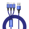 Кабел  Baseus Rapid USB - micro USB / Lightning / USB-C 3A 1,2M, Син