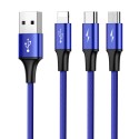 Кабел  Baseus Rapid USB - micro USB / Lightning / USB-C 3A 1,2M, Син