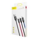 Кабел Baseus Three Primary Colors USB - micro USB / Lightning / USB-C  3.5A 1,2M, Черен